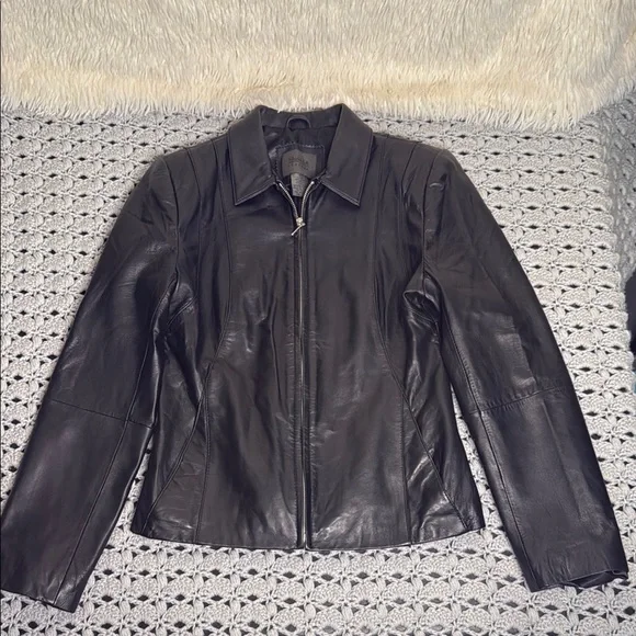 John Paul Richard Black Leather Jacket Fitted Zip-Up Design - Picture 1 of 5